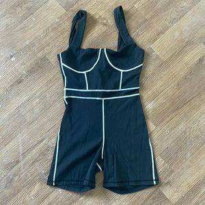 WeWoreWhat Black Jumpsuit with White Trim
